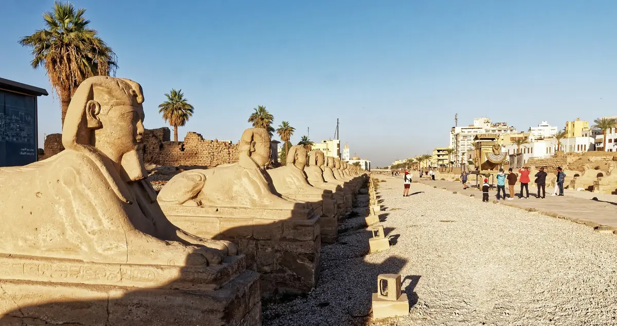 Avenue of Sphinxes in Luxor with sphinx statues lining a wide path