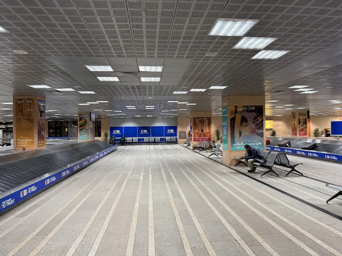 Empty baggage claim hall at Luxor International Airport